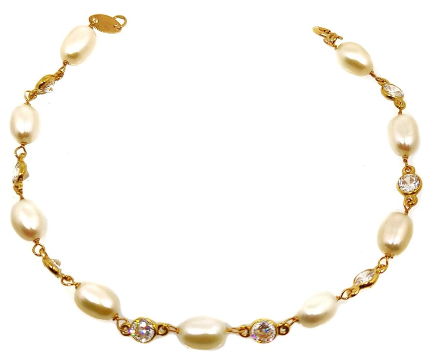 Joyas De Oro Joyeria Tamayo | Pulsera De Oro 18 Kilates Perlas Cultivadas