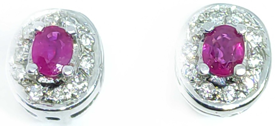 Diamantes Joyeria Tamayo | Pendientes De Oro 18 Kilates, Brillantes Y Rub Es