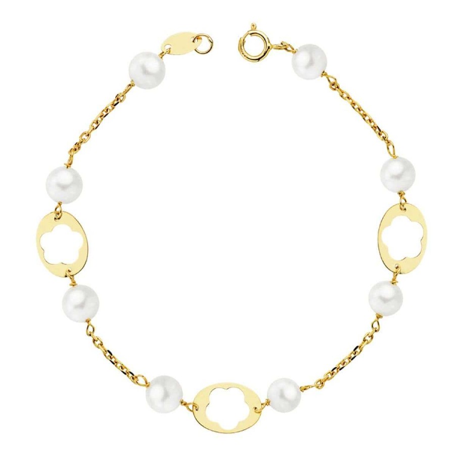 Joyas De Oro Joyeria Tamayo | Pulsera De Oro Con Perlas