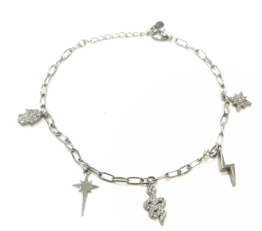 Joyas De Plata Joyeria Tamayo | Pulsera De Plata De Primera Ley Y Circonitas Amuletos