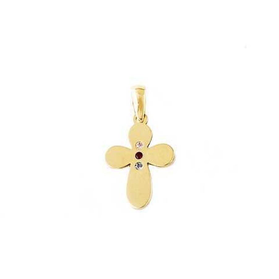 Joyas De Oro Joyeria Tamayo | Cruz De Oro 18 Kilates Con 3 Circonitas