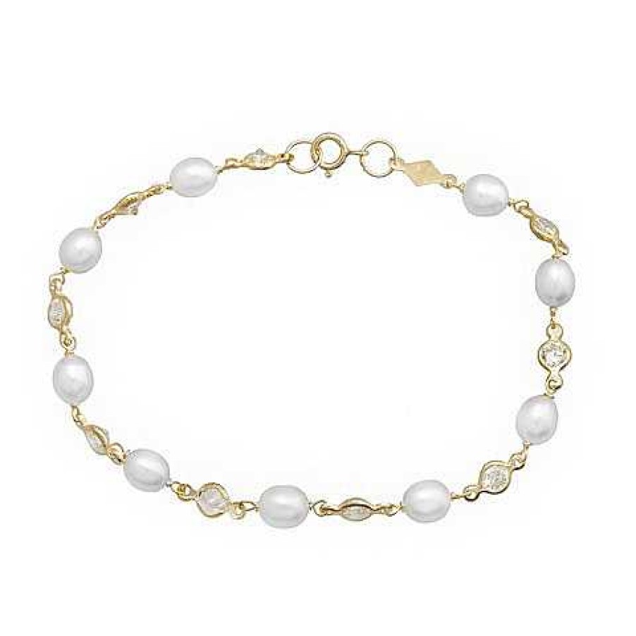 Joyas De Oro Joyeria Tamayo | Pulsera De Oro 18 Kilates Perlas Cultivadas