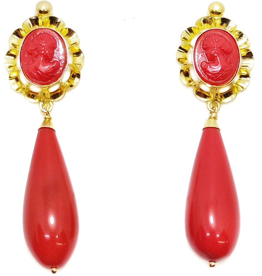 Joyas De Oro Joyeria Tamayo | Pendientes Chupones Color Coral Oro De 18 Kilates