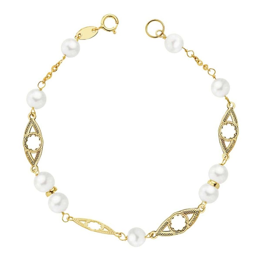 Joyas De Oro Joyeria Tamayo | Pulsera De Oro Con Perlas