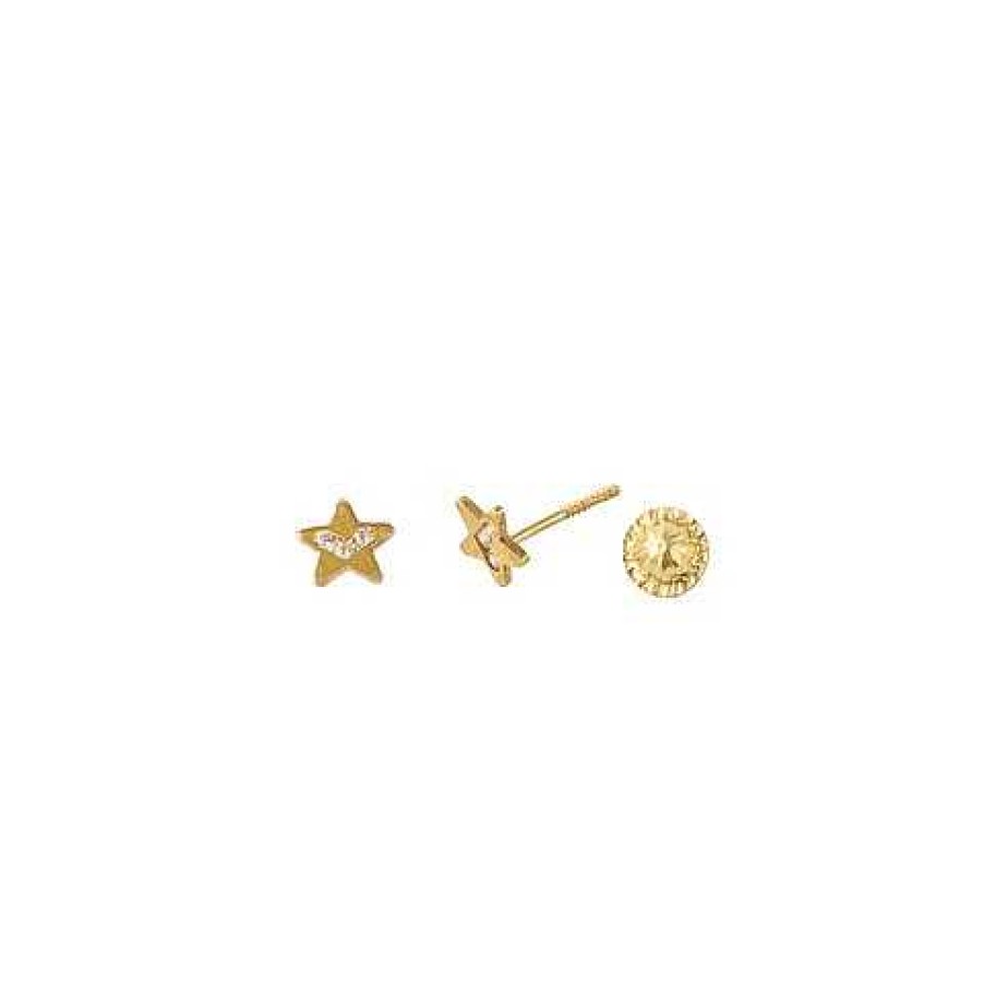 Joyas De Oro Joyeria Tamayo | Pendientes De Oro 18 Kilates Ni A Estrella Con Circonitas