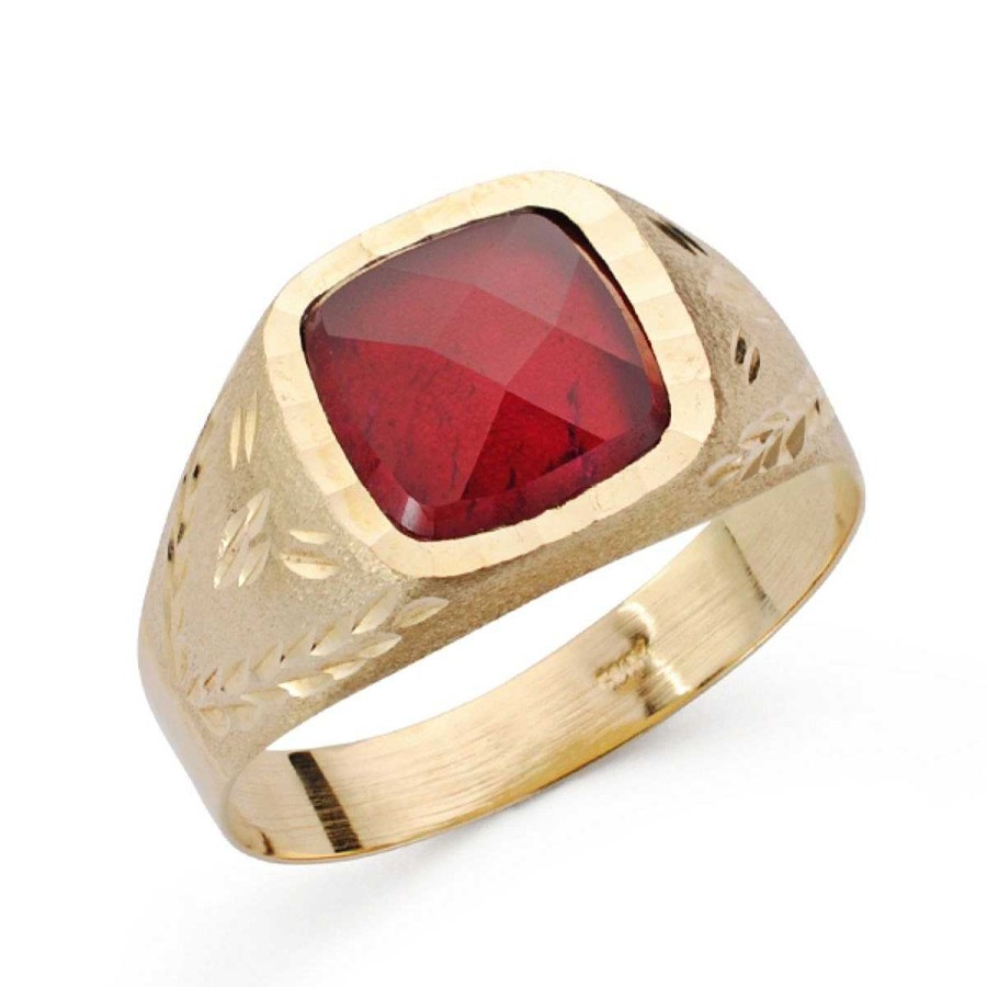 Joyas De Oro Joyeria Tamayo | Sortija Oro De 18 Kilates Sello Piedra Roja