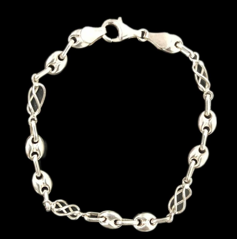 Joyas De Plata Joyeria Tamayo | Pulsera Plata De Primera Ley Eslab N Combinado