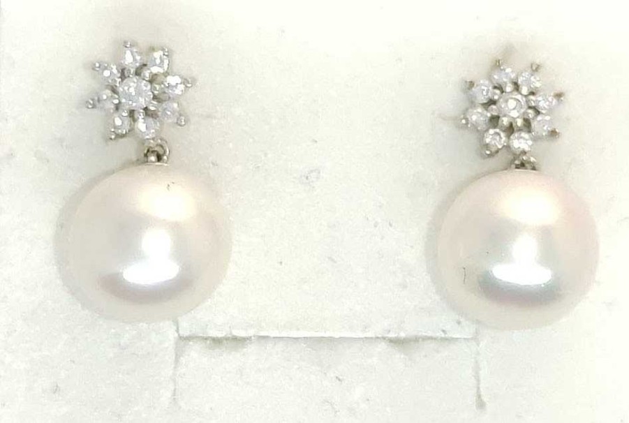 Joyas De Oro Joyeria Tamayo | Pendientes Oro Blanco 18 Kilates Con Perlas