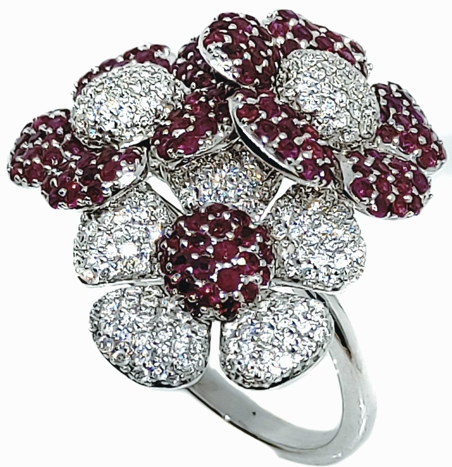 Diamantes Joyeria Tamayo | Sortija De Oro 18 Kilates Y Brillantes Flores