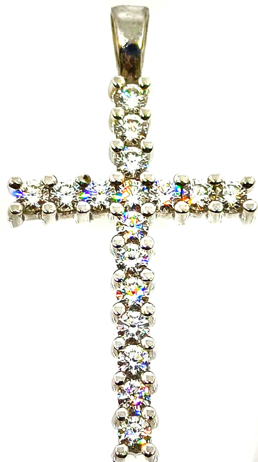 Diamantes Joyeria Tamayo | Cruz De Oro Blanco 18 Kilates Y Brillantes