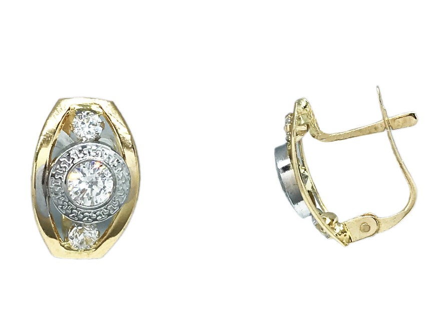 Joyas De Oro Joyeria Tamayo | Pendientes Oro Bicolor 18 Kilates Con Circonitas.