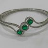 Joyas De Plata Joyeria Tamayo | Pulsera Aro De Plata De Primera Ley Ondas Verde