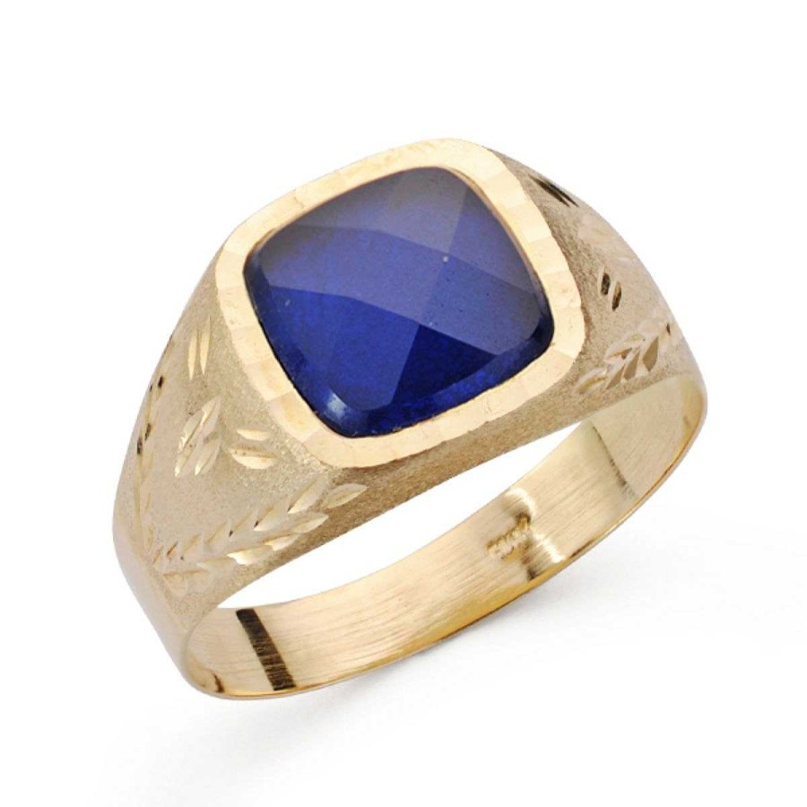 Joyas De Oro Joyeria Tamayo | Sortija Oro 18 Kilates Sello Piedra Azul