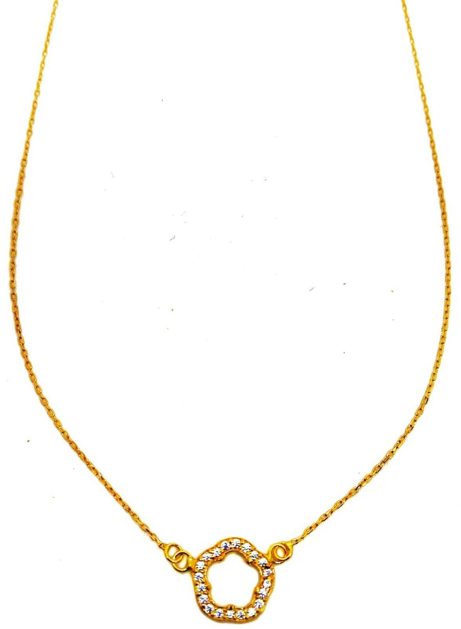 Joyas De Oro Joyeria Tamayo | Gargantilla Oro 18 Kilates Flor Circonitas