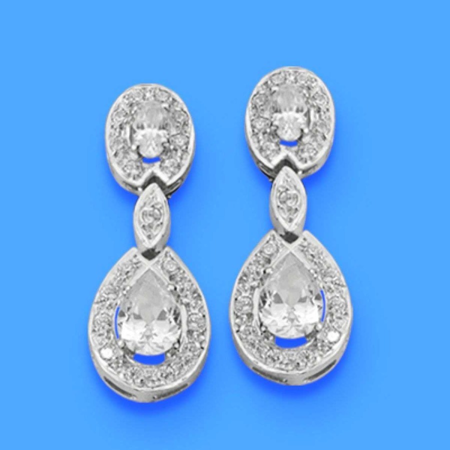 Joyas De Oro Joyeria Tamayo | Pendientes De Oro Blanco 18 Kilates Circonitas