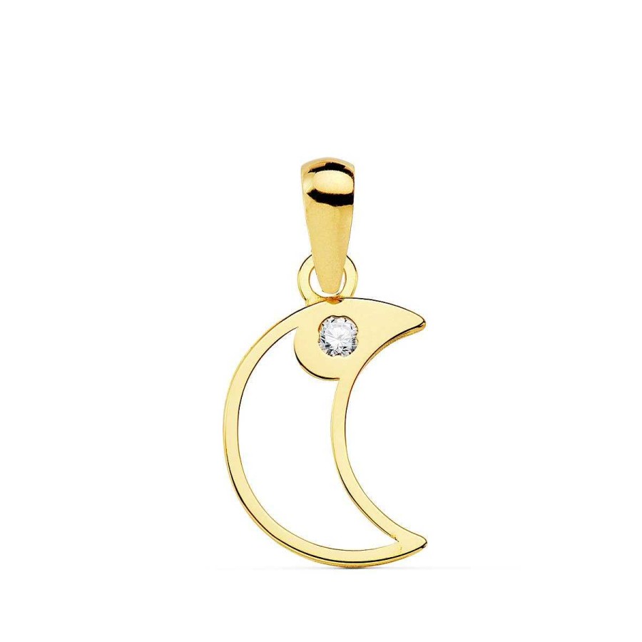 Joyas De Oro Joyeria Tamayo | Colgante Oro 18 Kilates Luna Circonita