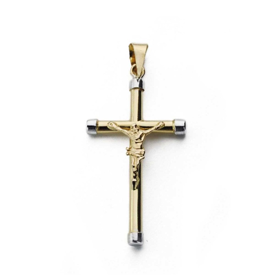 Joyas De Oro Joyeria Tamayo | Cruz De Oro 18 Kilates Bicolor Con Cristo